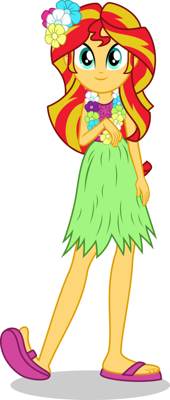 Hawaiian Sunset By Punzil504 - Sunset Shimmer Hula (584x1369)