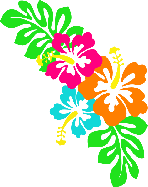 Hibiscus Clip A - Hawaiian Flowers Shower Curtain (474x598)