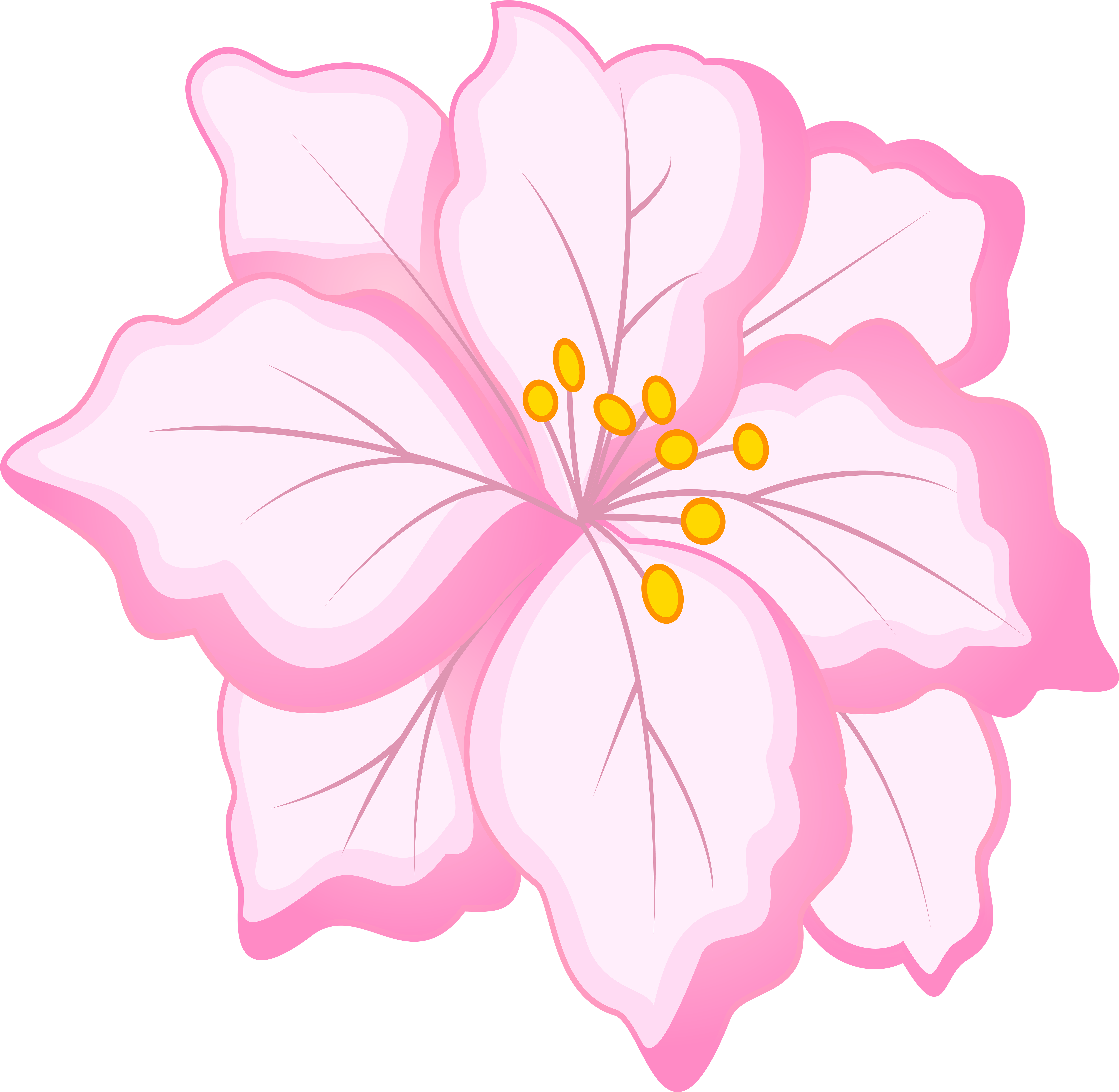 White Flower Clipart Pink Flower - Pink And White Flowers Png (7000x6829)