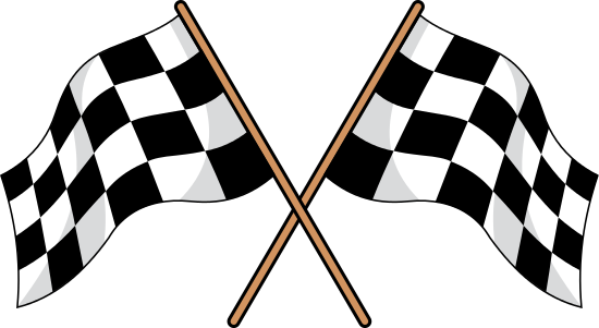 Two Crossed Black And White Checkered Flags - Cartoon Racing Flag (550x301)