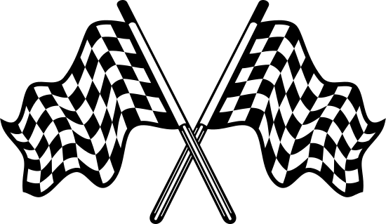 Crossed Pair Of Waving Checkered Flags - Heraldry (550x319)