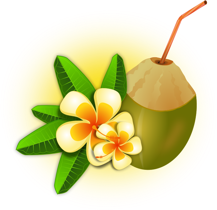 Clipart - Coconut Cocktail - Tropical Coconut Cocktail Floral Wall Tapestry (800x800)