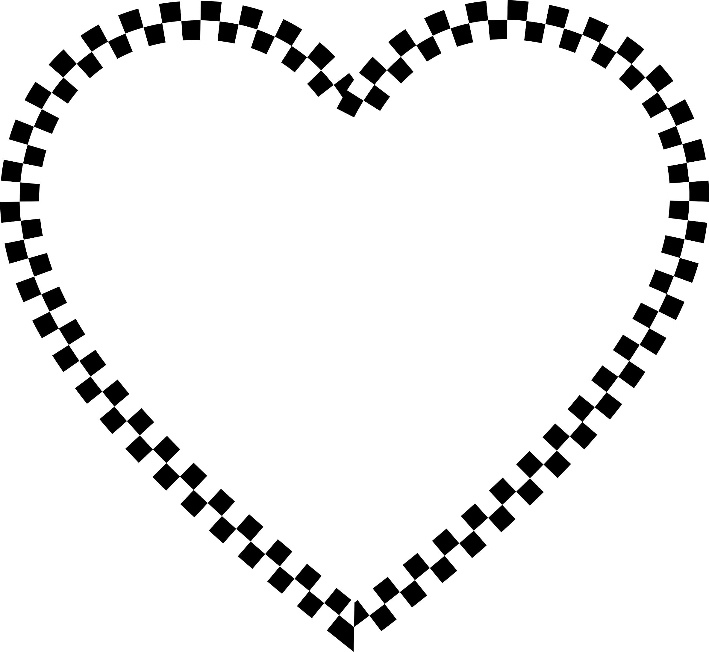 Checkered Heart - Black And White Checkered Heart (2368x2178)