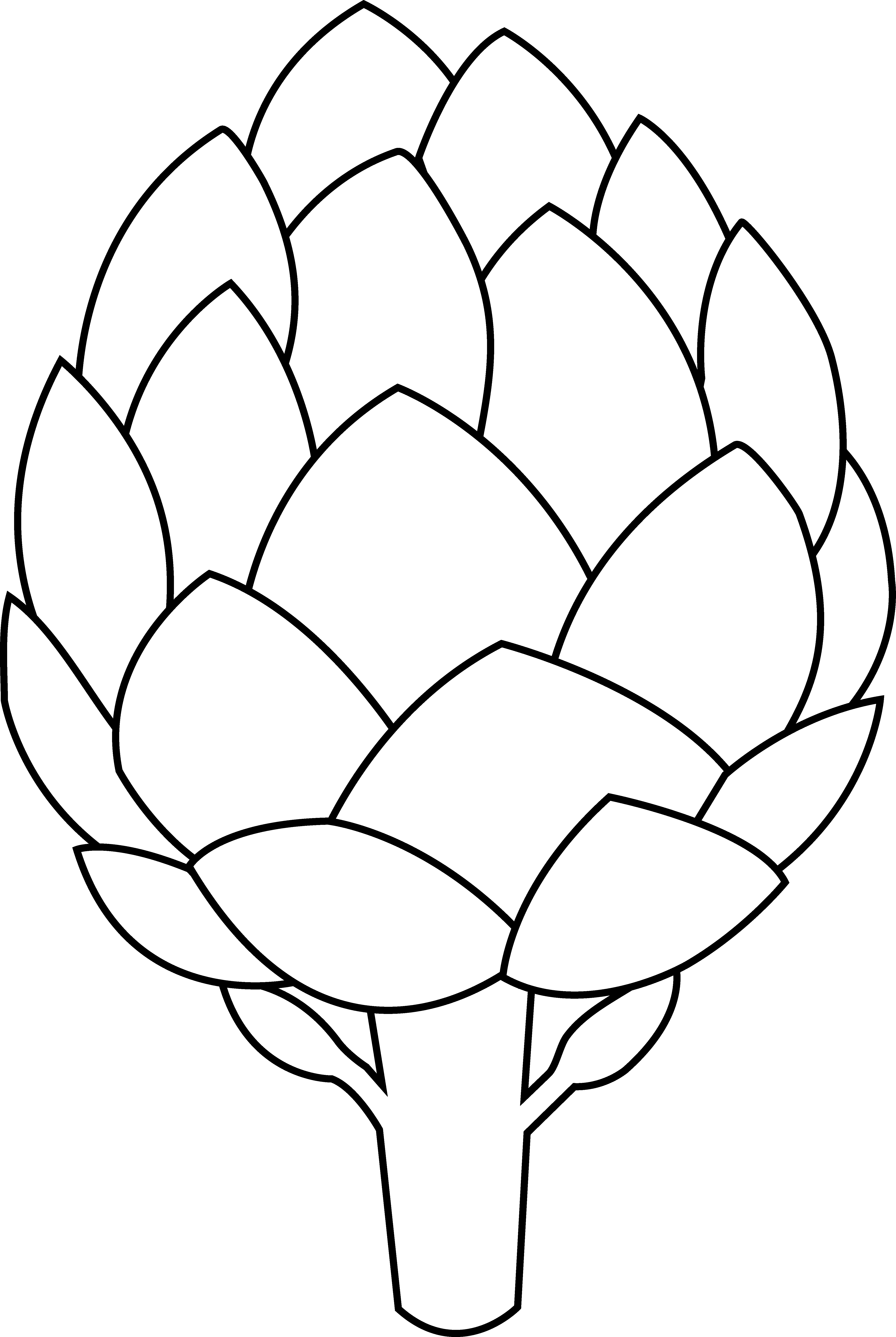 Flower - Outline - Clipart - Artichoke Drawing Easy (4765x7106)