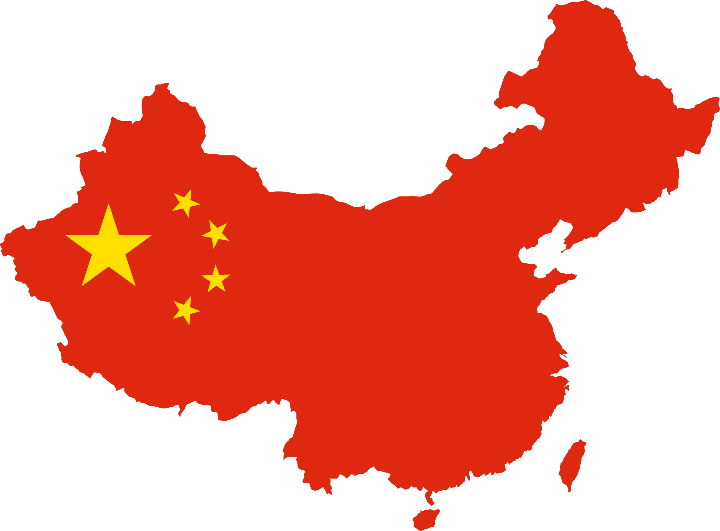 China Map Flag With Taiwan - China Map Flag (2334x1722)