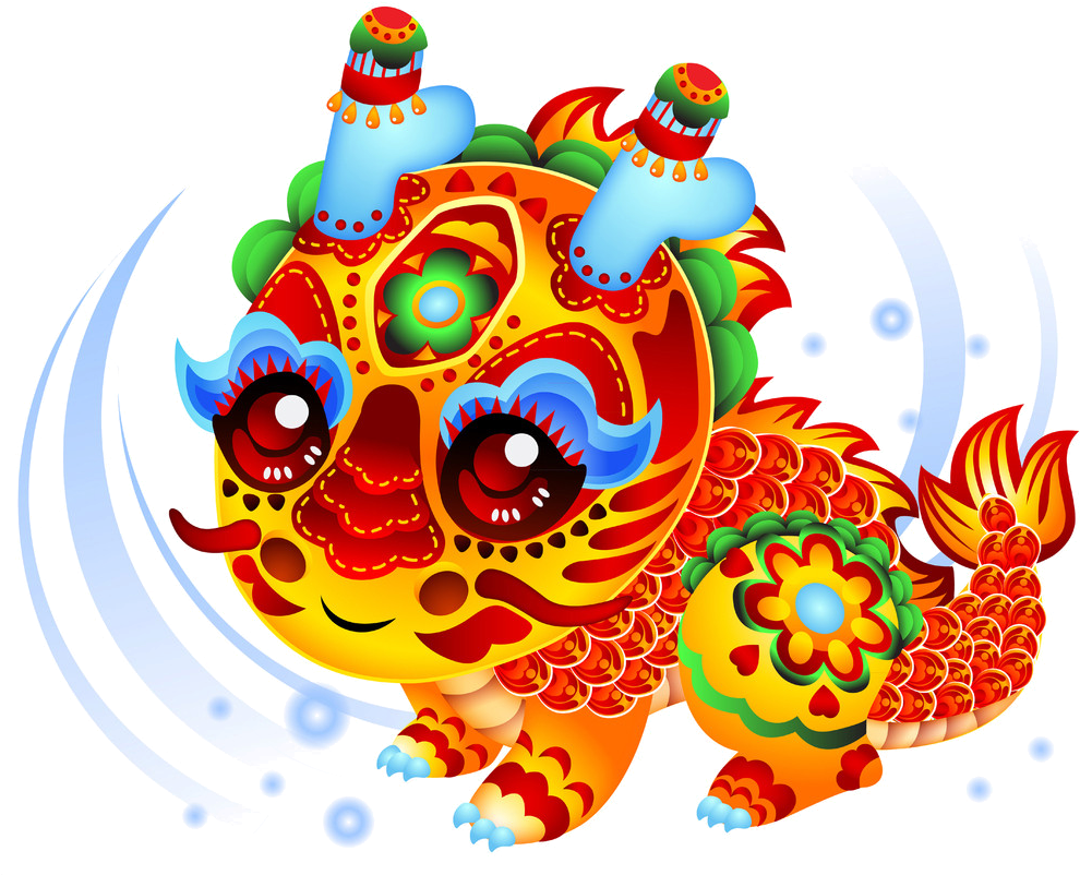 Lion Dance Cartoon Chinese New Year Illustration - Lion Dance Cartoon Chinese New Year Illustration (1024x881)
