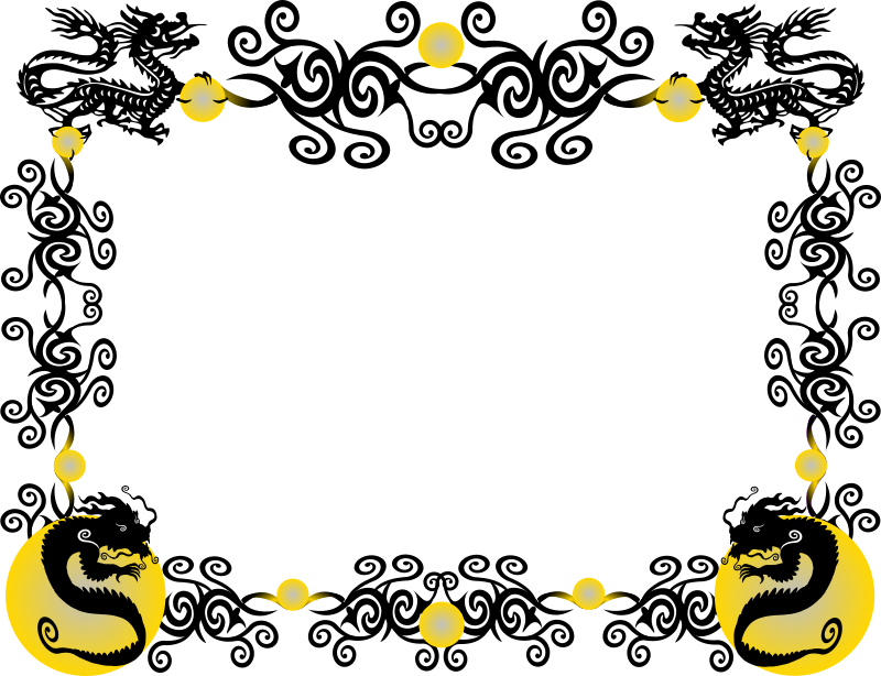 Chinese New Year Dragon Clip Art Border - Dragon Border (977x750)