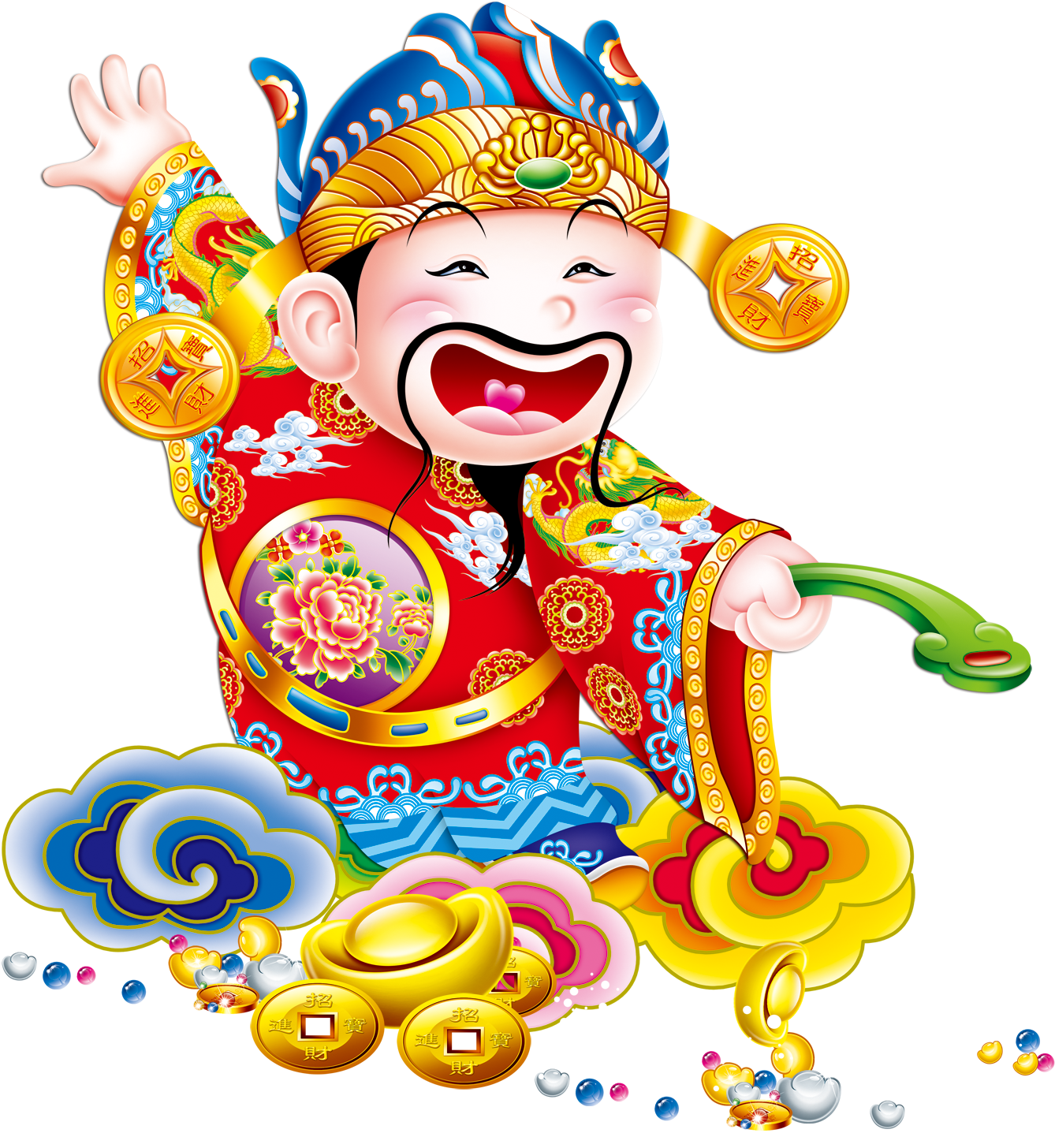 Lunar New Year Caishen Chinese New Year - 財神 Psd (1663x1680)