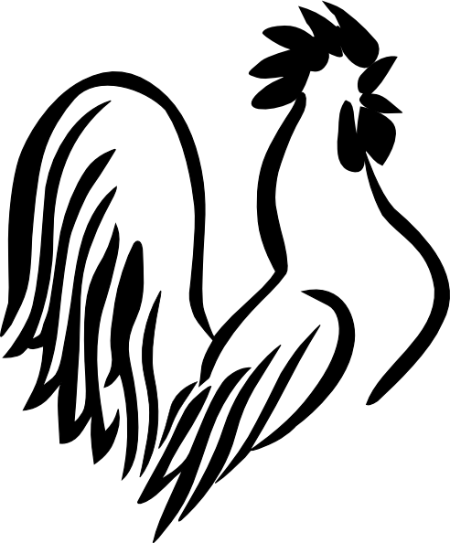 Rooster Torso Black & White Clip Art At Clker - Rooster Black And White (492x594)