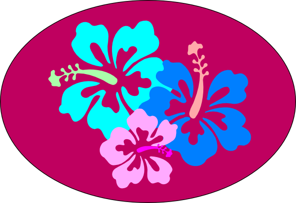 Hibiscus In Oval Clip Art - Ducttapeworld Hawaiian Flower Duct Tape Wallet (600x411)