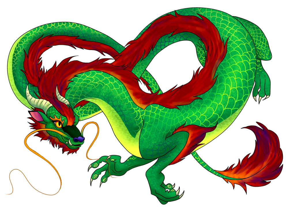 Chinese Dragon By Wolf-goddess13 - Green And Red Chinese Dragon (1024x737)