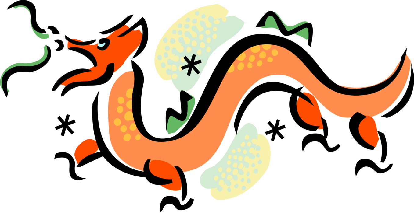 Vector Illustration Of Chinese Mythological Dragon - Vector Illustration Of Chinese Mythological Dragon (1357x700)