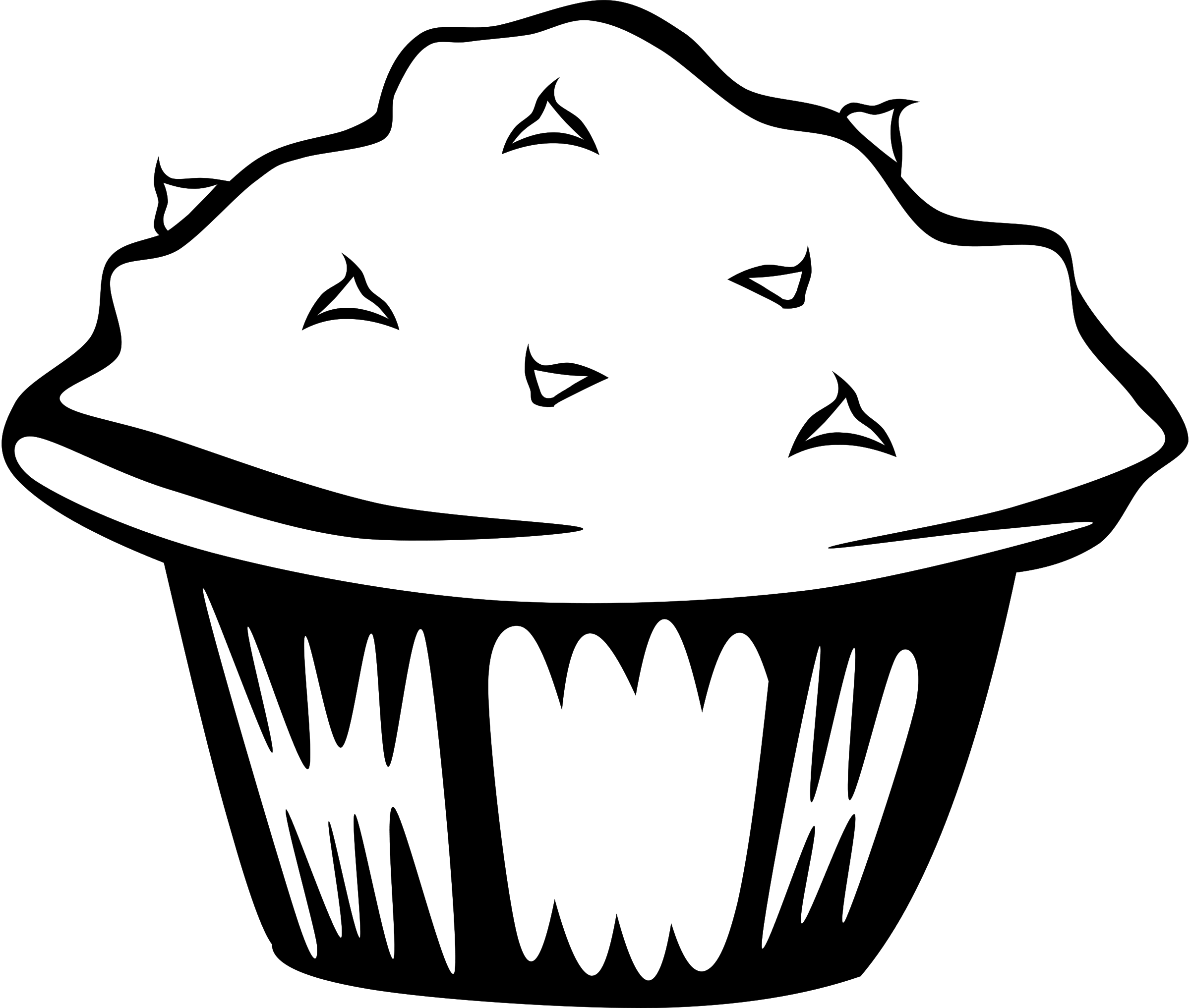 Food Clipart Number - Black And White Food (2400x2034)