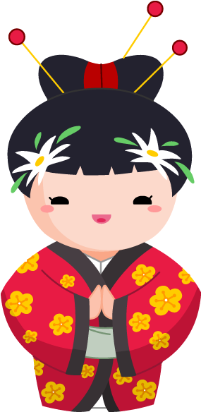 Sticker Geisha, Stickers Pas Cher, Autocollant Asie, - Japanese Girl In Kimono Cartoon (800x800)