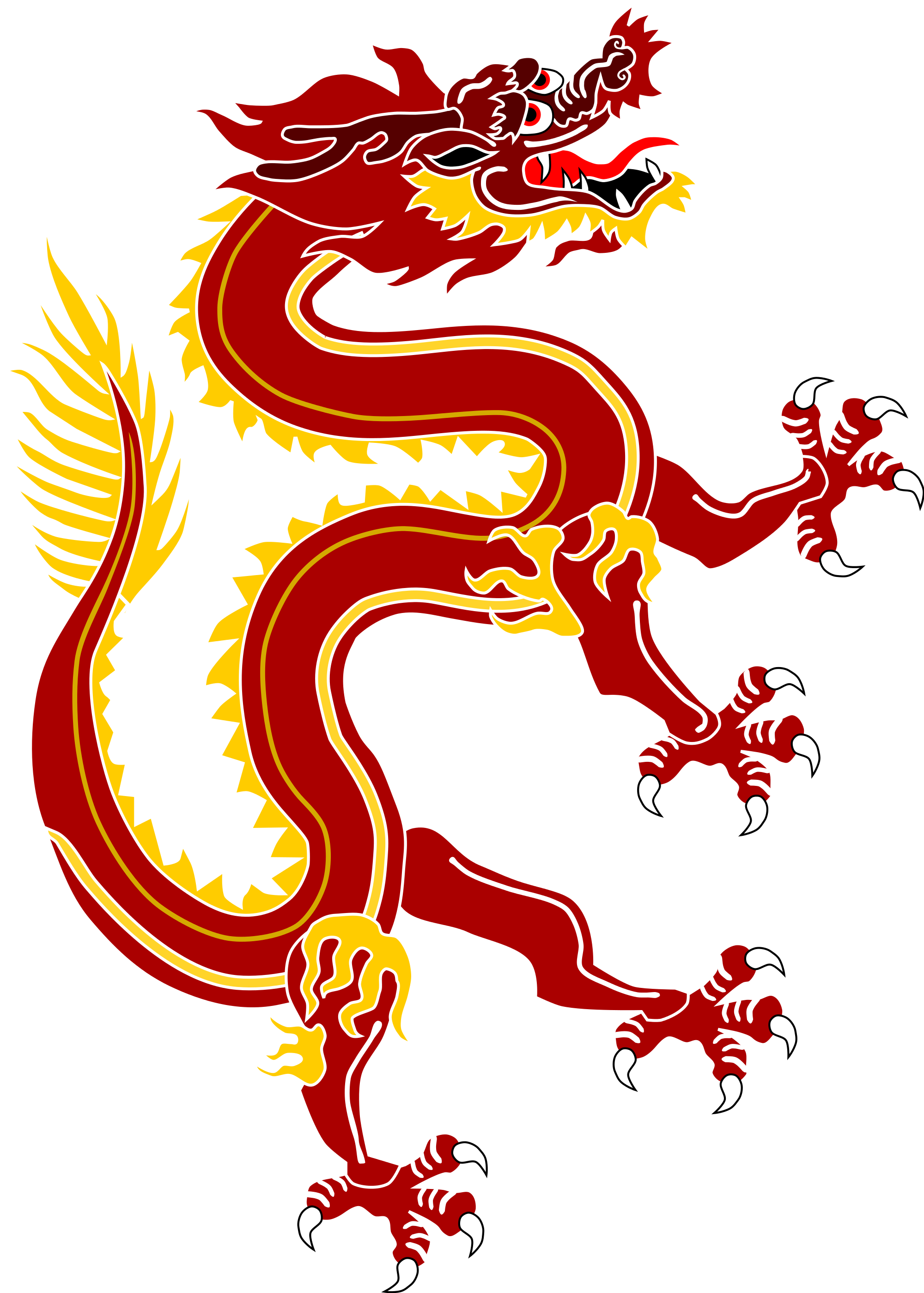 Dragon From Chinese Dragon Banner Red Version - China National Animal Dragon (2000x2797)