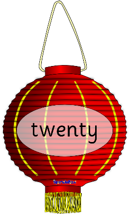 Number-words Zero To Twenty On Chinese Lanterns - Illustration (302x427)