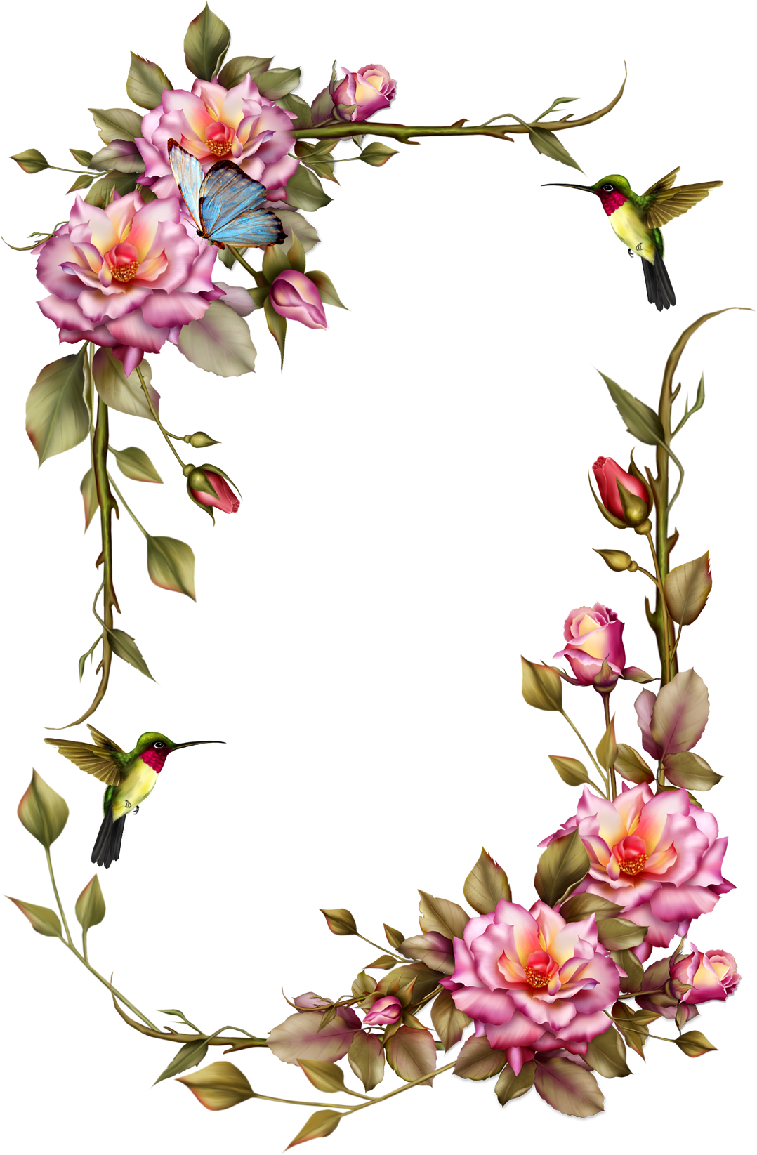 Borders And Frames Picture Frames Flower Wreath Clip - Marcos De Flores Png (1537x1732)