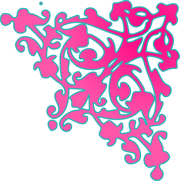 Pink/teal Persian Corner Clip Art At Clker - Pink Transparent Border Corner (594x598)