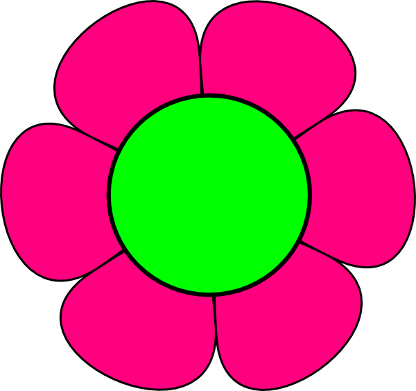 Large Green And Pink Flower Clip Art At Clker - Flowers Clip Art Pink (600x564)
