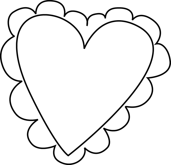 Heart Frame Clip Art Black And White - Cute Heart Clipart Black And White (550x530)