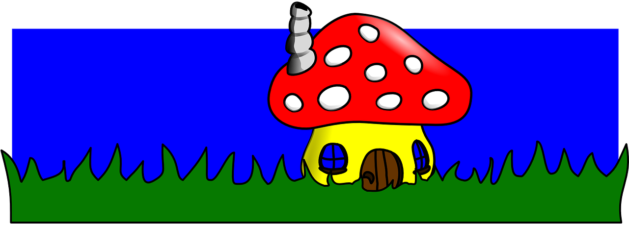 Free Vector Mushroom Home Clip Art - Smurfs House Vector Ai (1280x640)
