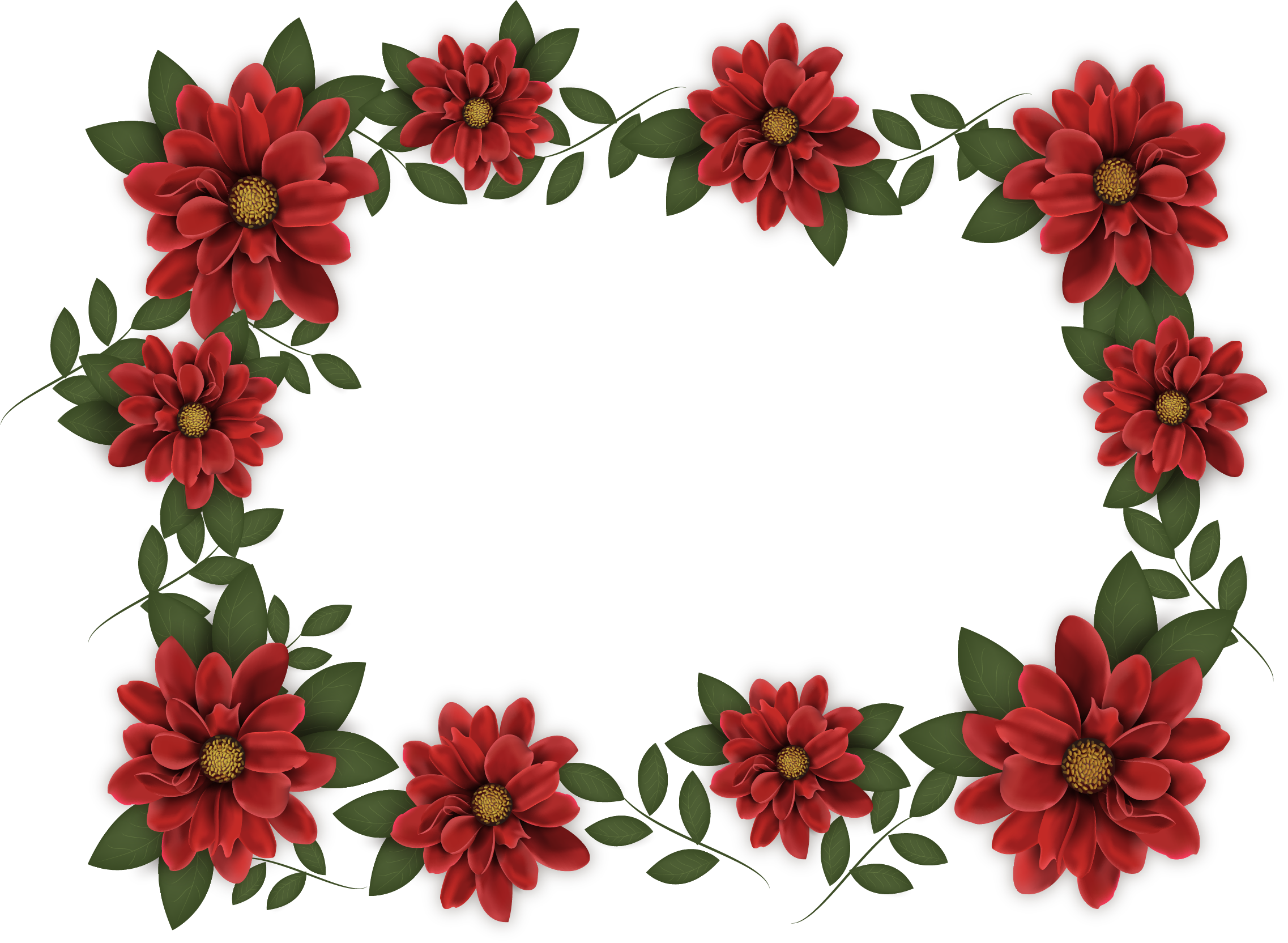 Adobe Illustrator Red Computer File - Red Flowers Border Png (2274x1664)