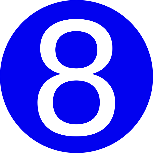 Blue, Rounded,with Number 8 Clip Art - Portrait Of A Man (600x600)