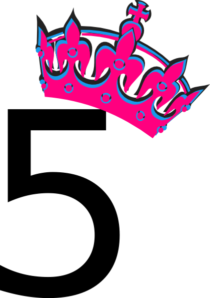 Pink Tilted Tiara And Number 5 Clip Art - Number 13 Clipart (420x595)