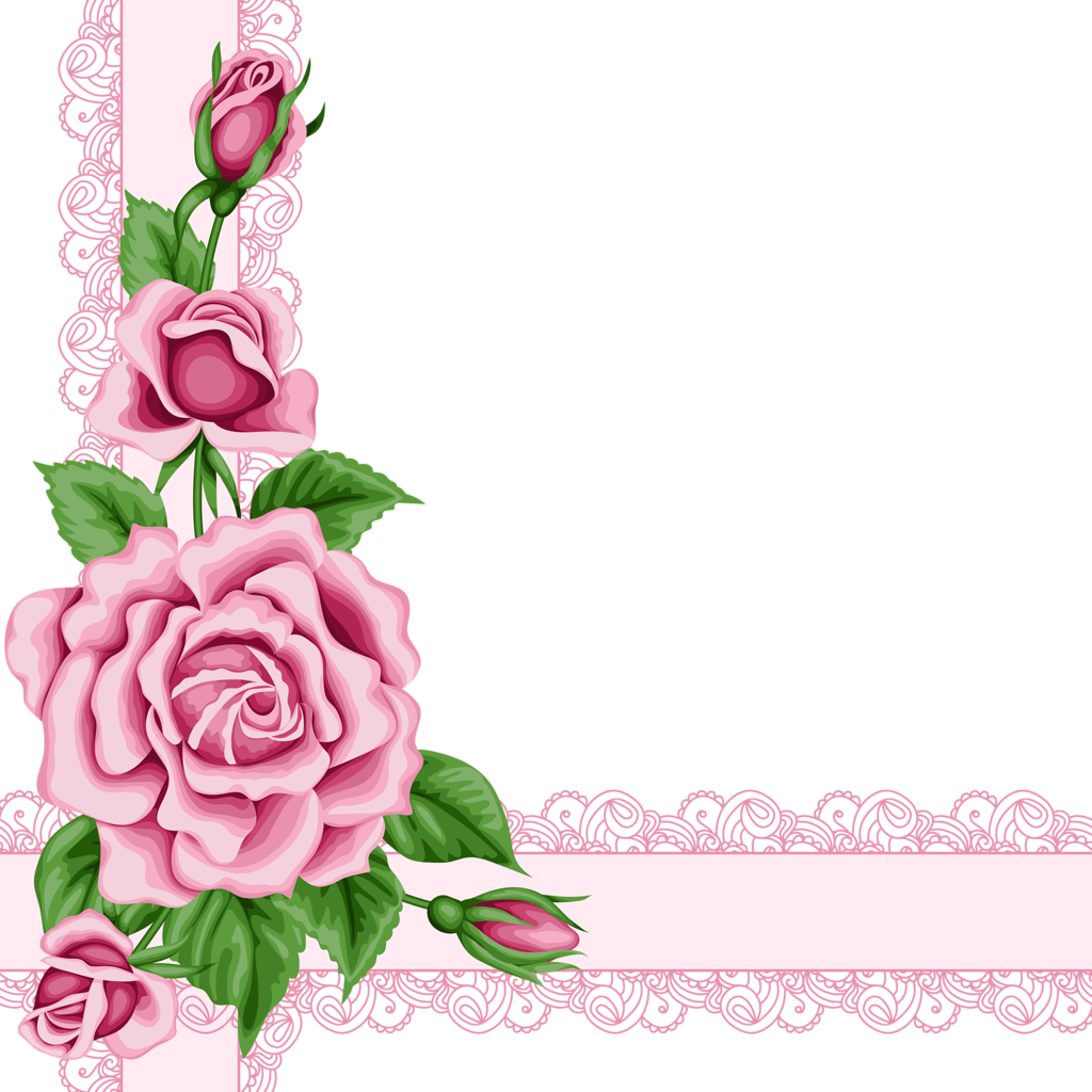 Borders * Cantoneiras * Cluster - Roses Flowers Border Clip Art (1024x1024)