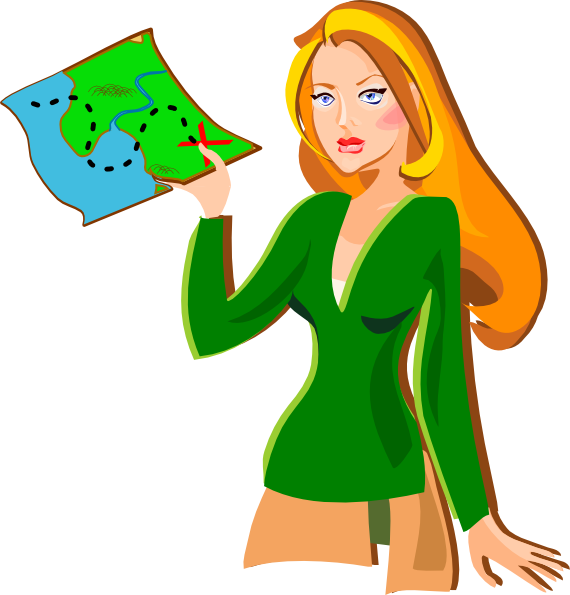 Girl Holding A Map Clip Art At Clker - Girl Holding A Map Clip Art At Clker (570x595)