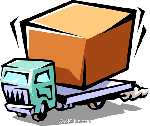 Delivery Truck With Package Royalty Free Vector Clip - Delivery Truck With Package Royalty Free Vector Clip (480x403)