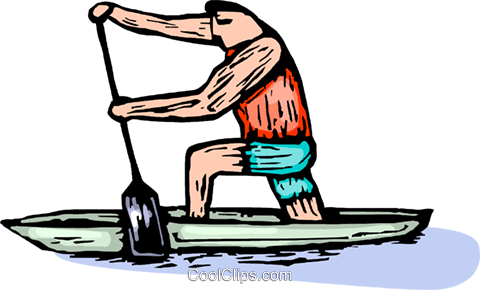 Man Paddling A Canoe Royalty Free Vector Clip Art Illustration - Man Paddling A Canoe Royalty Free Vector Clip Art Illustration (480x290)