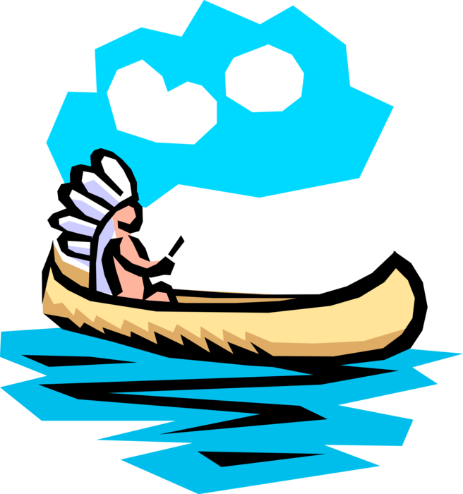 Native American Birchbark Canoe Image Illustration - Native American Birchbark Canoe Image Illustration (656x700)