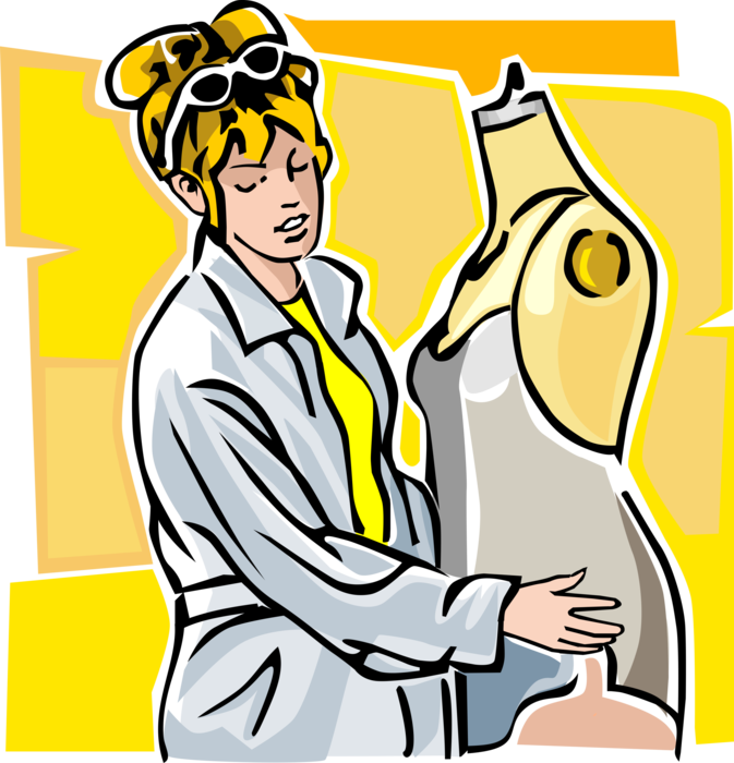 Vector Illustration Of Fashion Industry Designer Dressmaker - Vector Illustration Of Fashion Industry Designer Dressmaker (673x700)