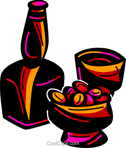 Bottle Of Liquor With Glasses Royalty Free Vector Clip - Bottle Of Liquor With Glasses Royalty Free Vector Clip (411x480)