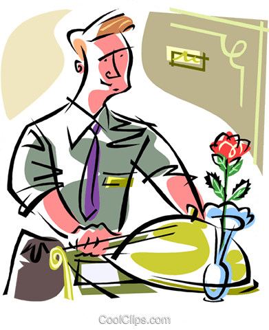 Room Service Royalty Free Vector Clip Art Illustration - Room Service Royalty Free Vector Clip Art Illustration (391x480)