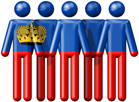Flag Of Liechtenstein On Stick Figure - Flag Of Liechtenstein On Stick Figure (550x437)
