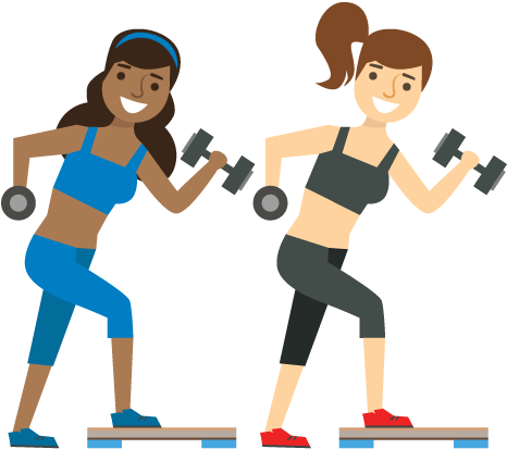 Icon Of 2 Smiling Women Working Out - Icon Of 2 Smiling Women Working Out (500x435)