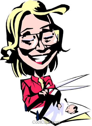 Lady With Scissors Cuts Off Boss's Head Royalty Free - Lady With Scissors Cuts Off Boss's Head Royalty Free (351x480)