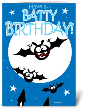 Batty Birthday Greeting Card - Batty Birthday Greeting Card (350x396)