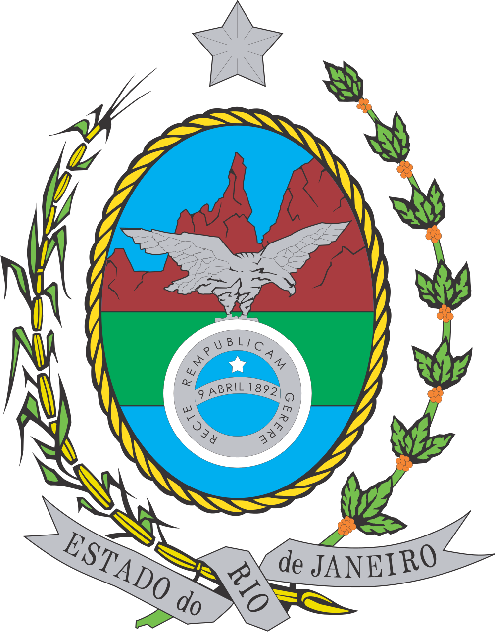 Brasão Do Estado Do Rio De Janeiro - Brasão Do Estado Do Rio De Janeiro (1000x1277)