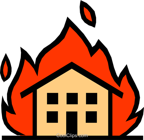 Houses On Fire Cartoon Clipart Structure Fire Clip - Houses On Fire Cartoon Clipart Structure Fire Clip (480x466)