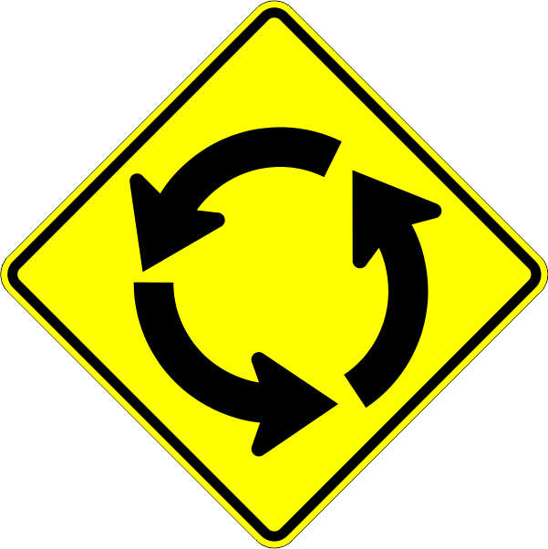 W2-6 Roundabout Intersection Warning Sign - W2-6 Roundabout Intersection Warning Sign (601x602)