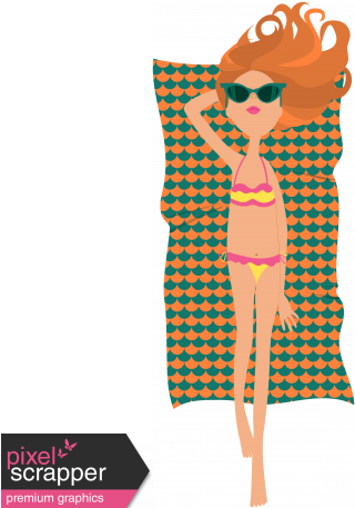 Summer Splash Illustrations 2 Beach Girl With Towel - Summer Splash Illustrations 2 Beach Girl With Towel (456x456)