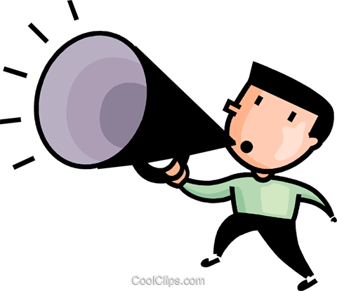 Man Making Announcements Royalty Free Vector Clip Art - Man Making Announcements Royalty Free Vector Clip Art (480x415)