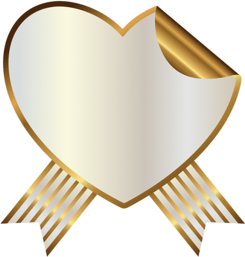 Free Png Download White And Gold Heart Seal With Ribbon - Free Png Download White And Gold Heart Seal With Ribbon (480x511)