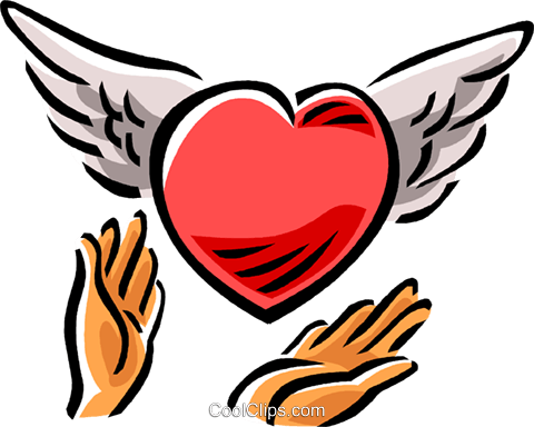 Heart With Wings Royalty Free Vector Clip Art Illustration - Heart With Wings Royalty Free Vector Clip Art Illustration (480x384)