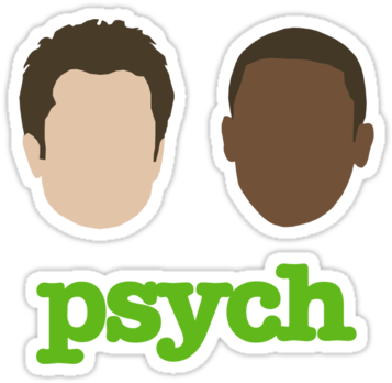 'faces Of Psych' Sticker By Benfraternale - 'faces Of Psych' Sticker By Benfraternale (375x360)