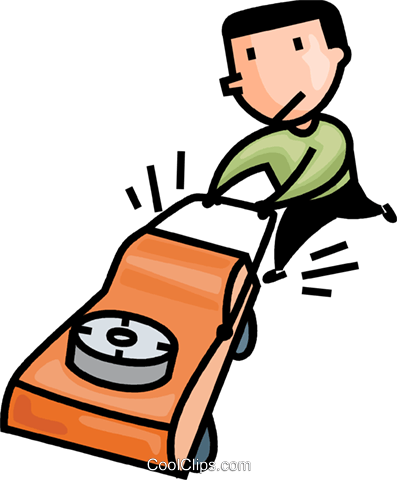 Man Cutting His Lawn Royalty Free Vector Clip Art - Man Cutting His Lawn Royalty Free Vector Clip Art (397x480)