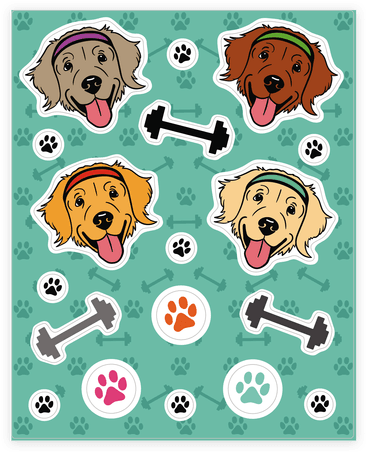 Workout Dog Sticker/decal Sheet - Workout Dog Sticker/decal Sheet (484x484)